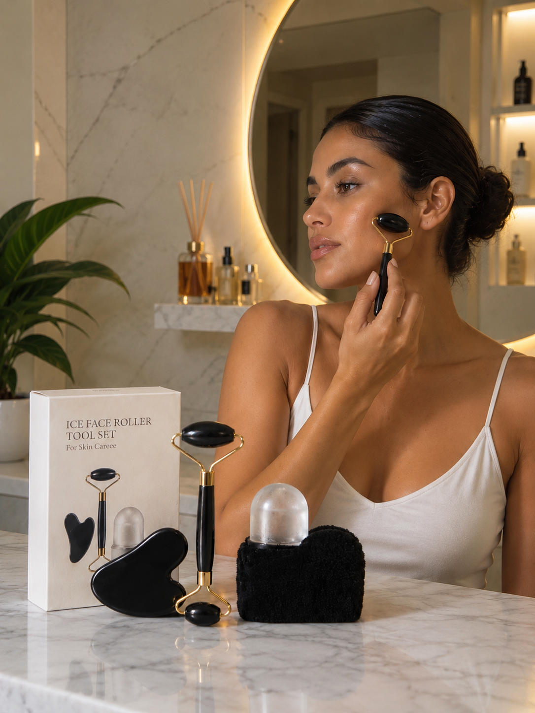 Cooling Ice Roller & Gua Sha Skincare Therapy