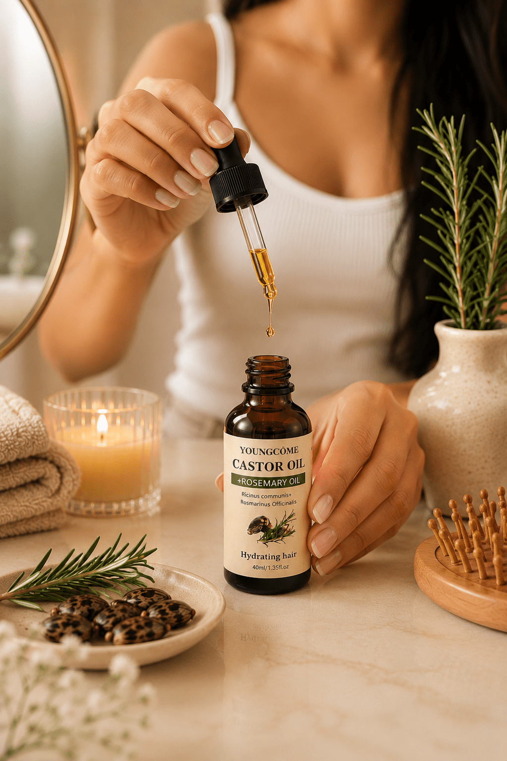 Rosemary & Castor Hair Growth Oil | Strengthen & Shine - Hair Care - Glow Beauty