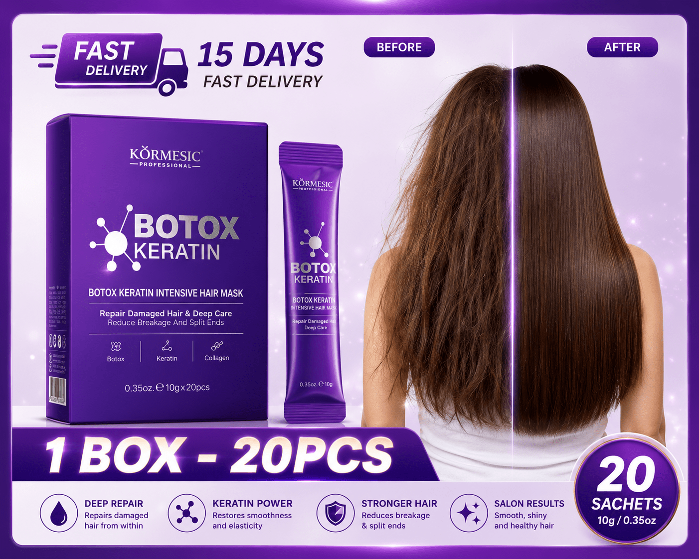 Keratin Hair Mask | Deep Repair & Intensive Moisture - Hair Care - Glow Beauty