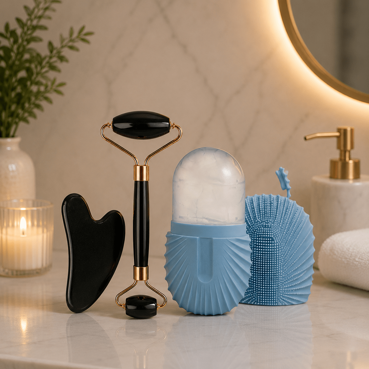 Cooling Ice Roller & Gua Sha Skincare Therapy - Glow Beauty Australia