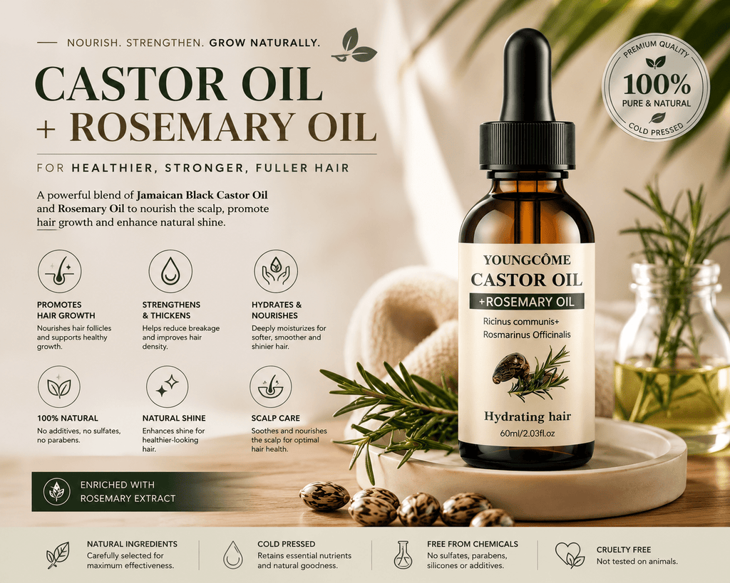 Rosemary & Castor Hair Growth Oil | Strengthen & Shine - Hair Care - Glow Beauty