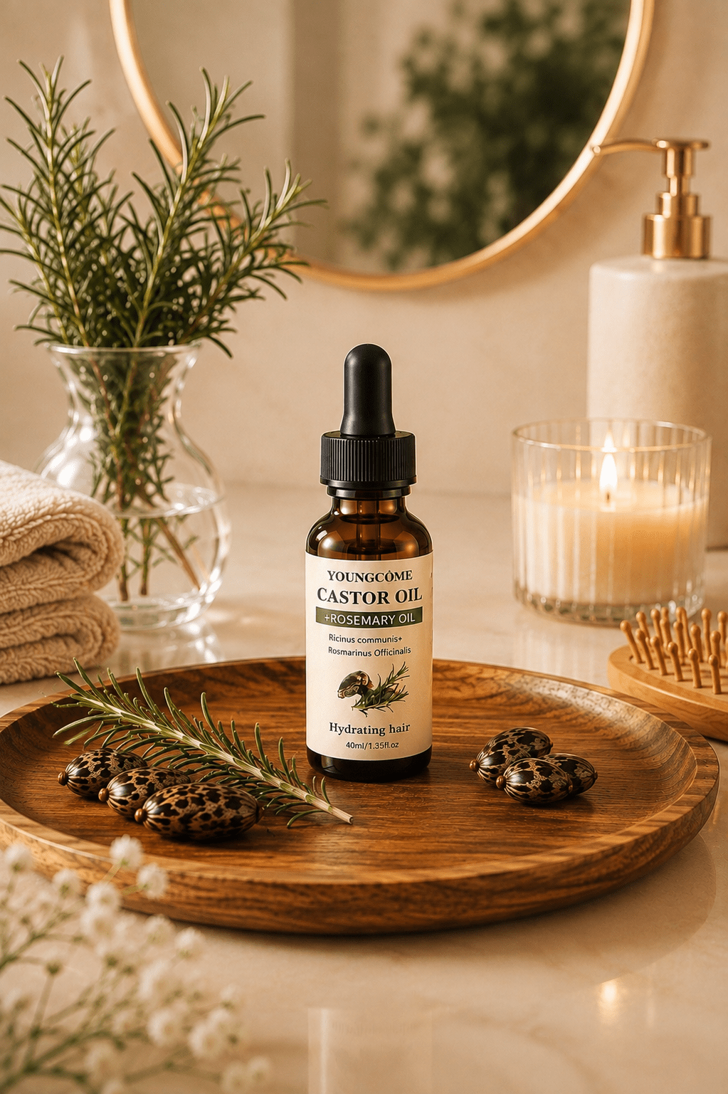 Rosemary & Castor Hair Growth Oil | Strengthen & Shine - Hair Care - Glow Beauty