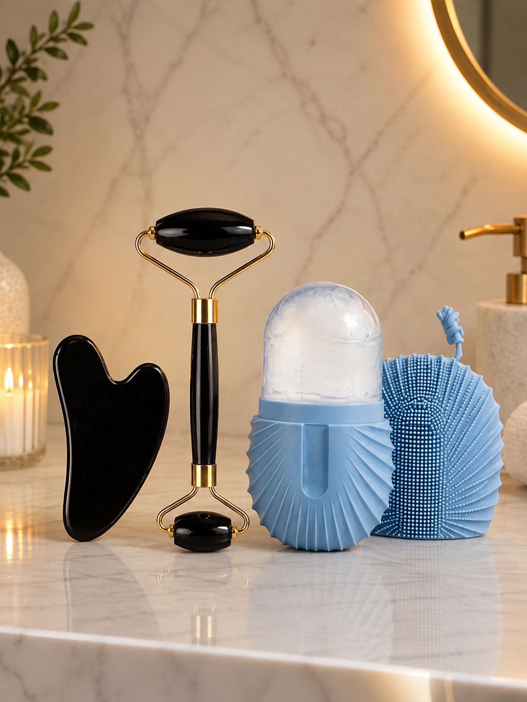 Cooling Ice Roller & Gua Sha Skincare Therapy