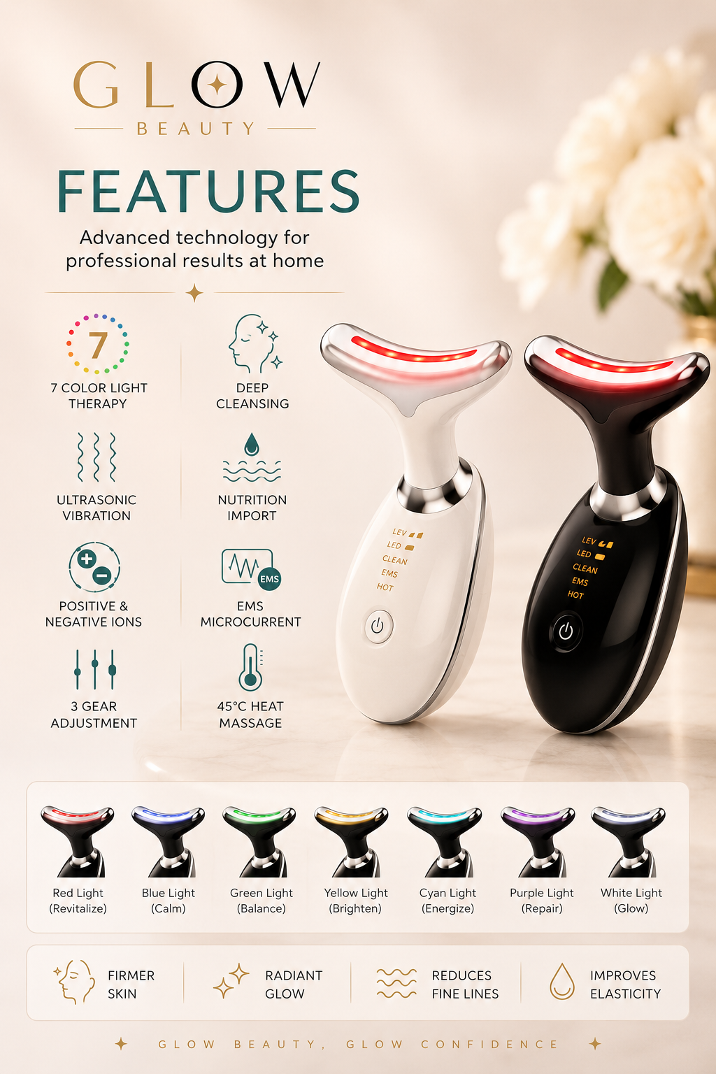 LED Face & Neck Massager | 7-Color Therapy