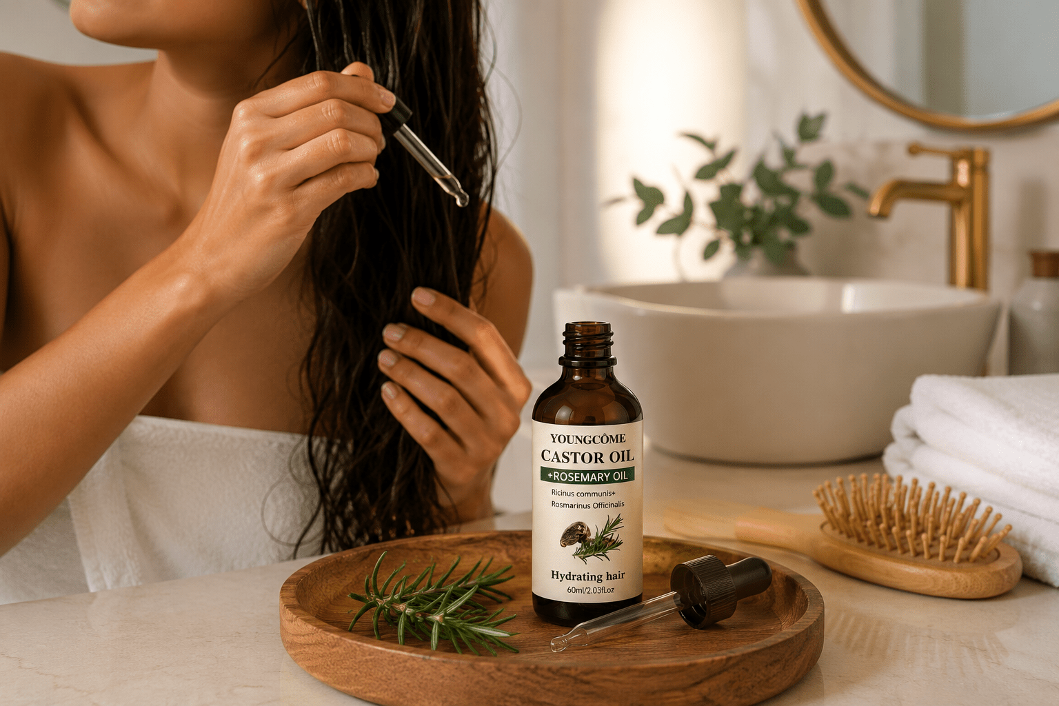 Rosemary & Castor Hair Growth Oil | Strengthen & Shine - Hair Care - Glow Beauty