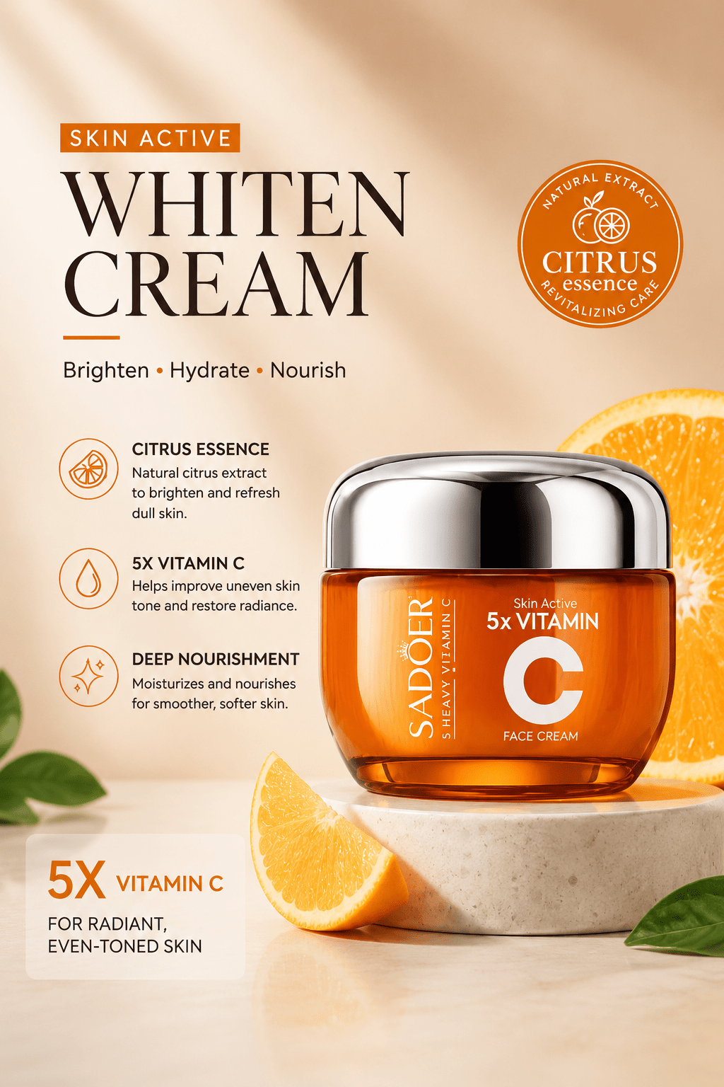 Vitamin C Brightening Face Cream - Skincare - Glow Beauty