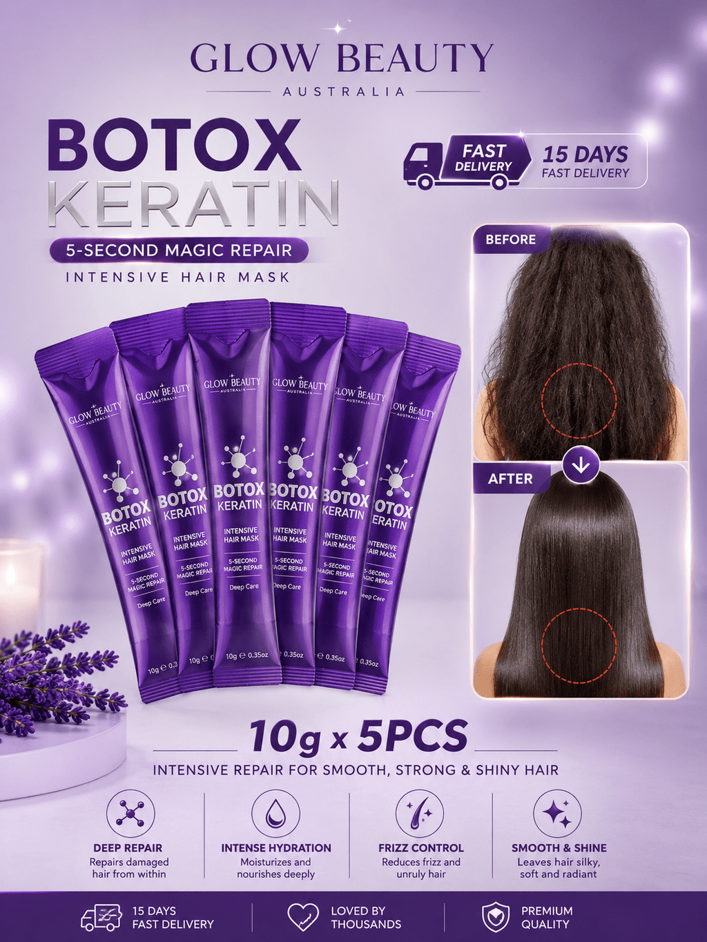 Keratin Hair Mask | Deep Repair & Intensive Moisture - Hair Care- Glow Beauty