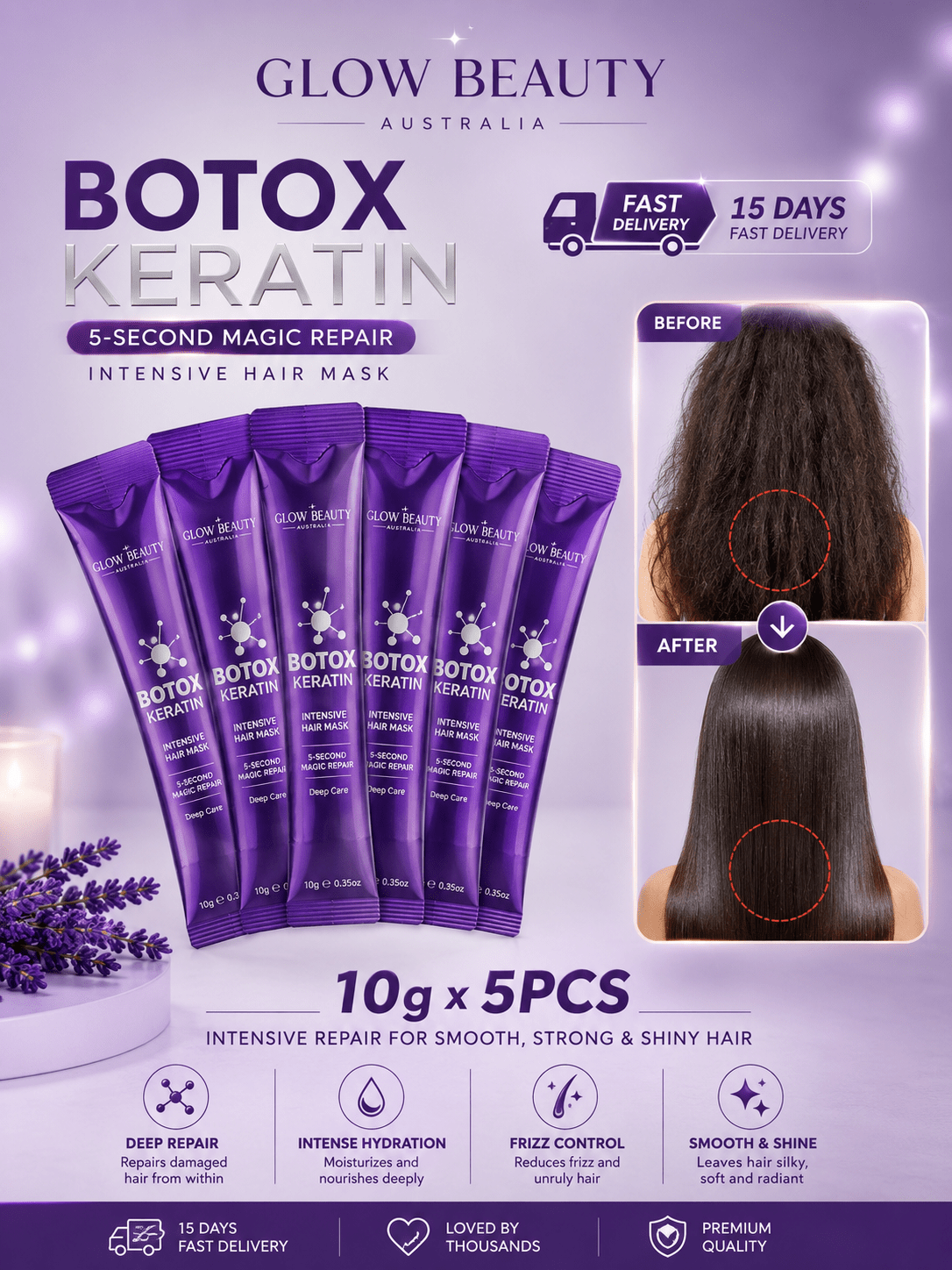 Keratin Hair Mask | Deep Repair & Intensive Moisture - Hair Care- Glow Beauty