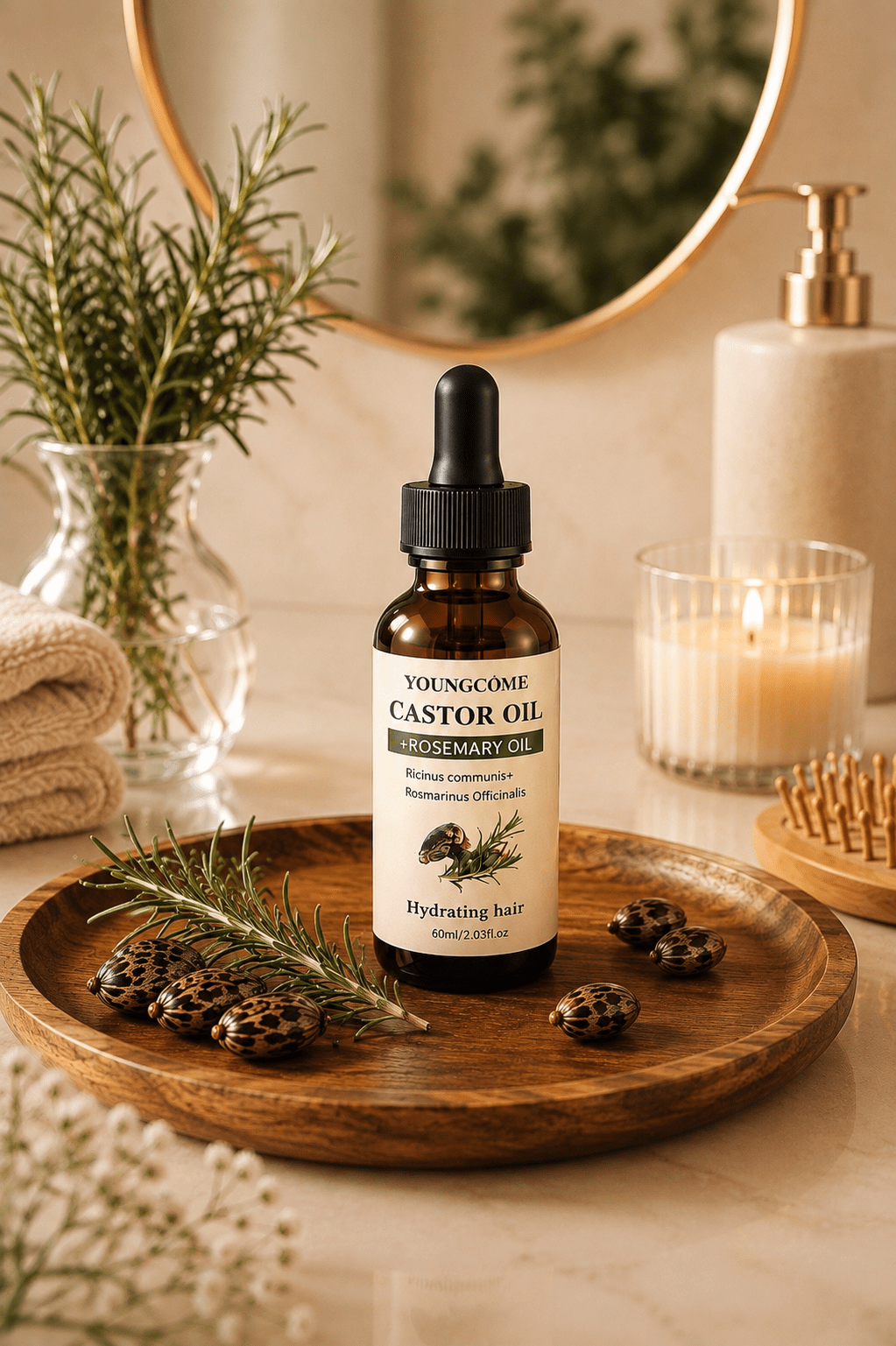 Rosemary & Castor Hair Growth Oil | Strengthen & Shine - Hair Care - Glow Beauty