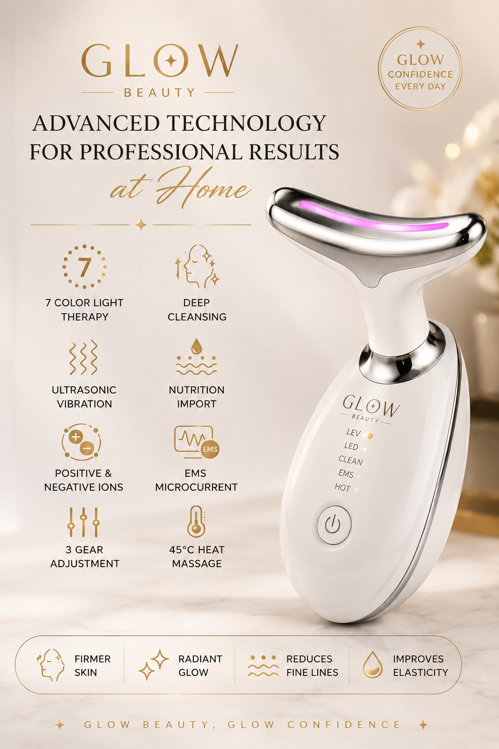 LED Face & Neck Massager | 7-Color Therapy