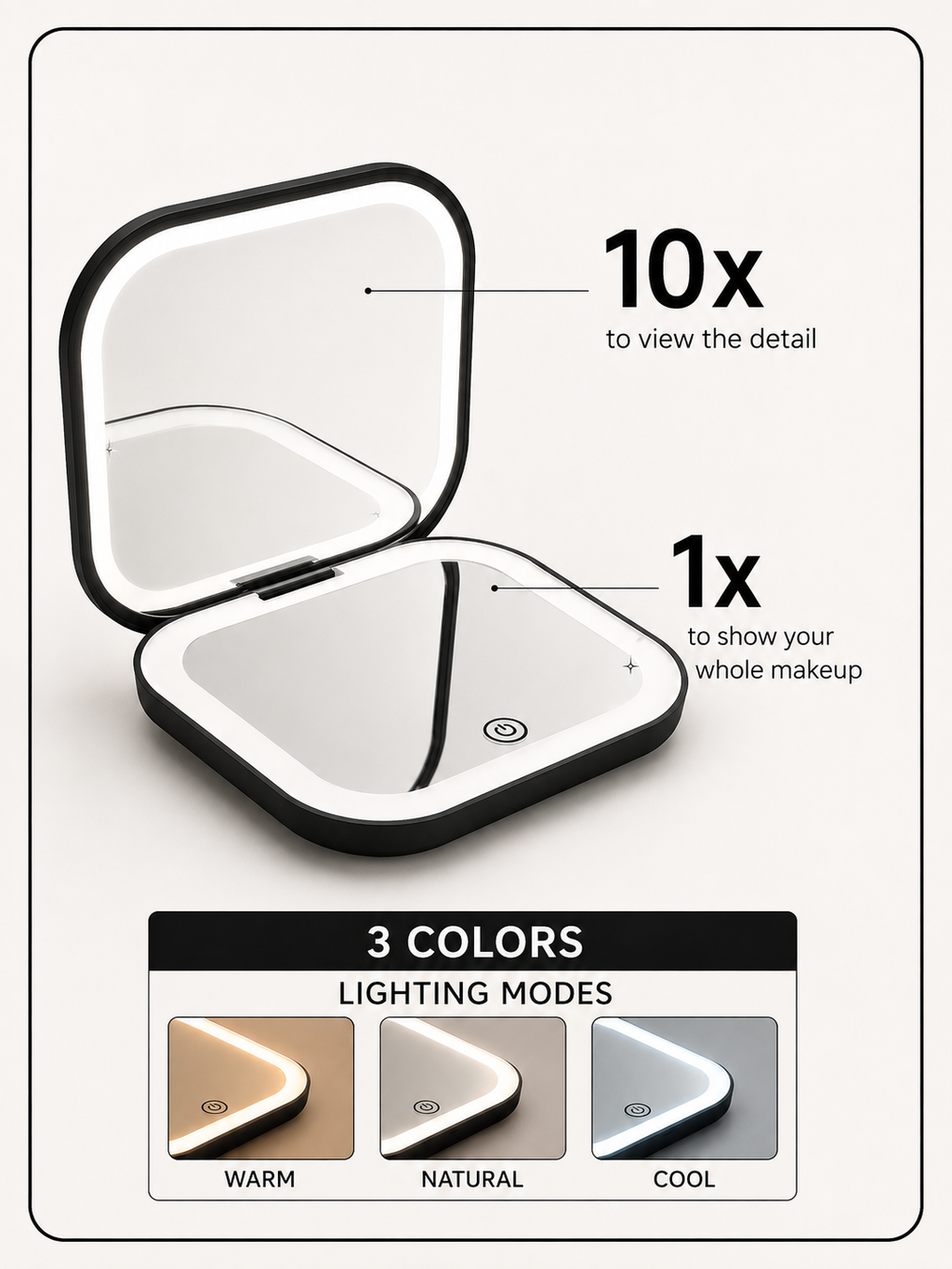 LED Makeup Mirror | 10X Magnification
