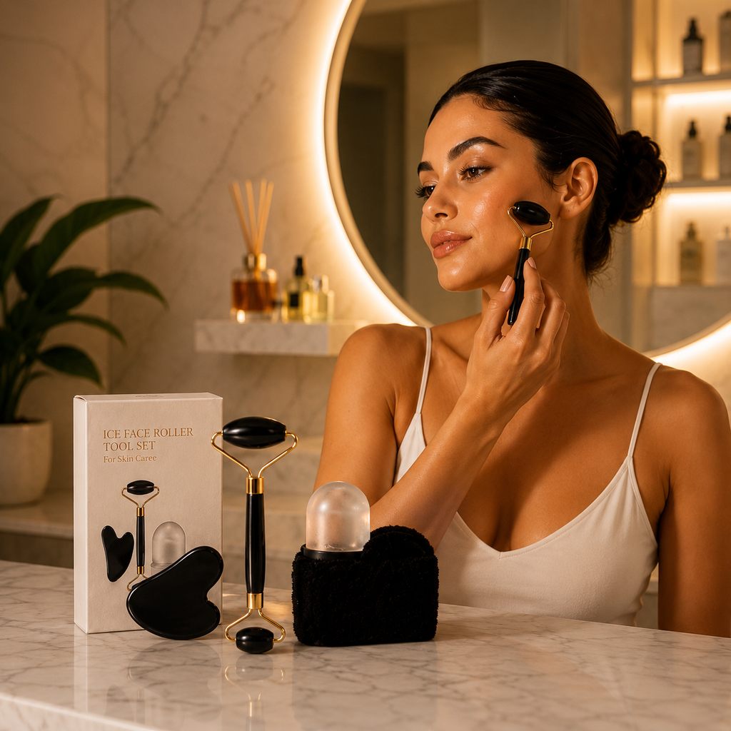 Cooling Ice Roller & Gua Sha Skincare Therapy