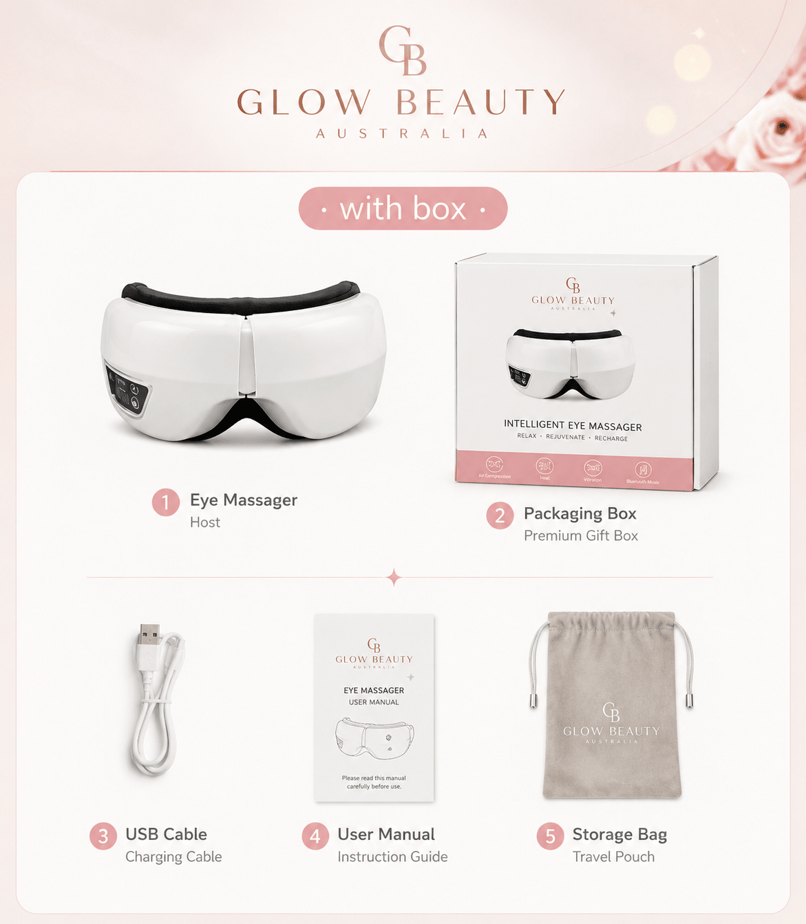 Smart Eye Massager with Heat, Air Compression & Bluetooth Music - Beauty Devices - Glow Beauty