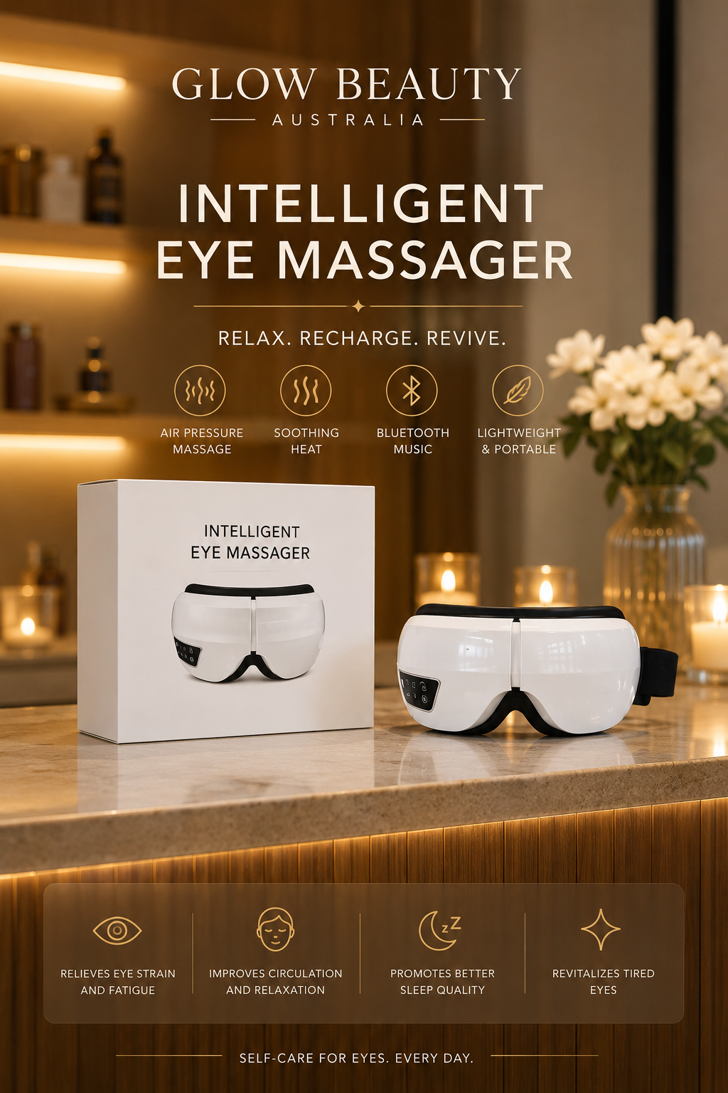 Smart Eye Massager | Heat & Bluetooth