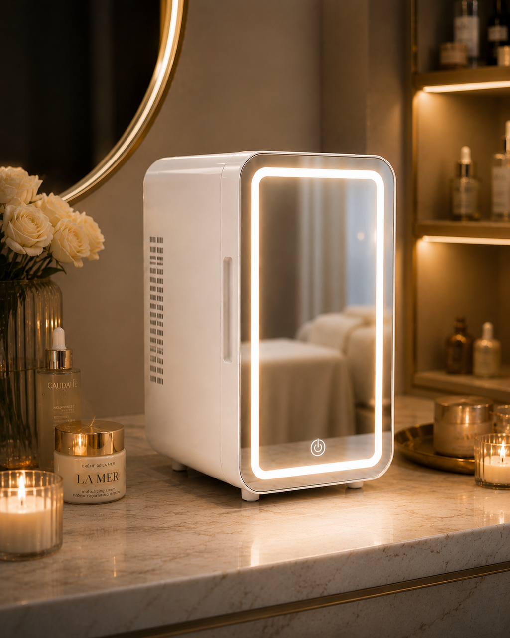 LED Mirror Mini Cosmetic Fridge 6L | Cooler & Warmer ⭐
