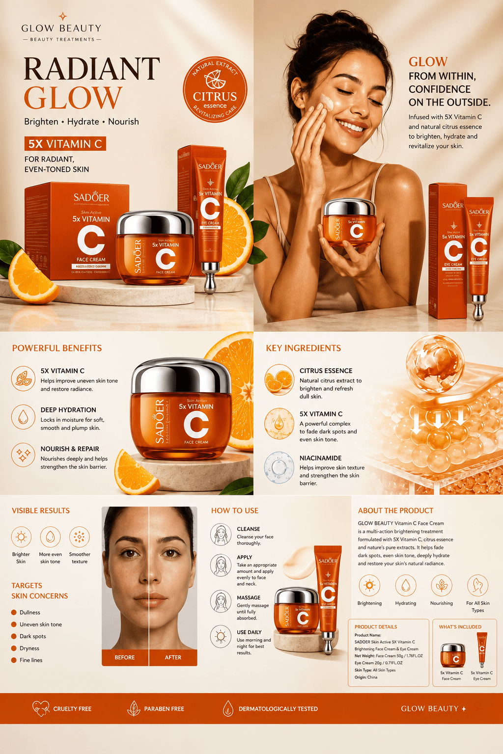 Vitamin C Brightening Face Cream - Skincare - Glow Beauty