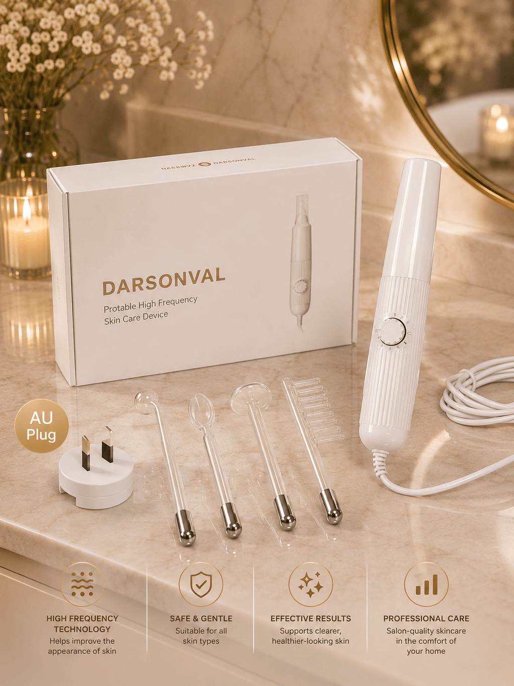 DARSONVAL High Frequency Hair & Skin  Wand - Beauty Devices - Glow Beauty