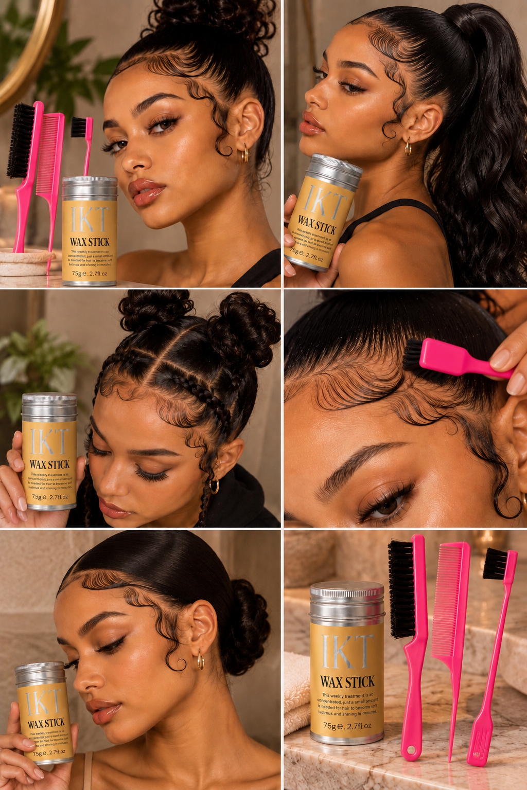 Hair Wax Stick Styling Kit – Slick Back, Flyaway & Baby Hair