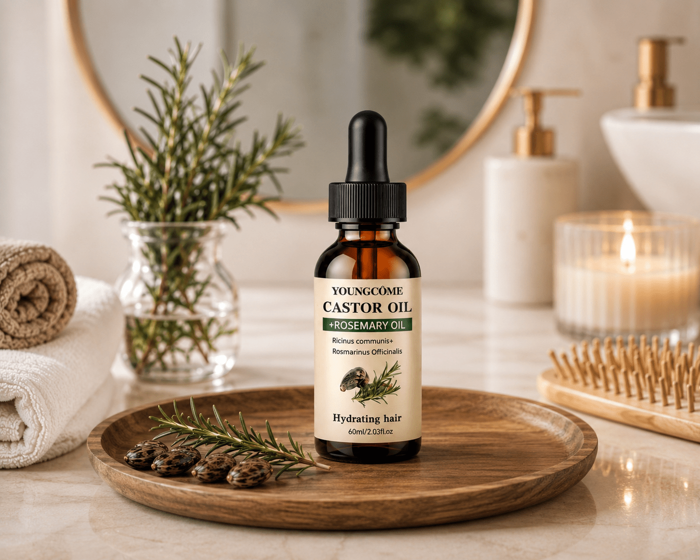 Rosemary & Castor Hair Growth Oil | Strengthen & Shine - Hair Care - Glow Beauty
