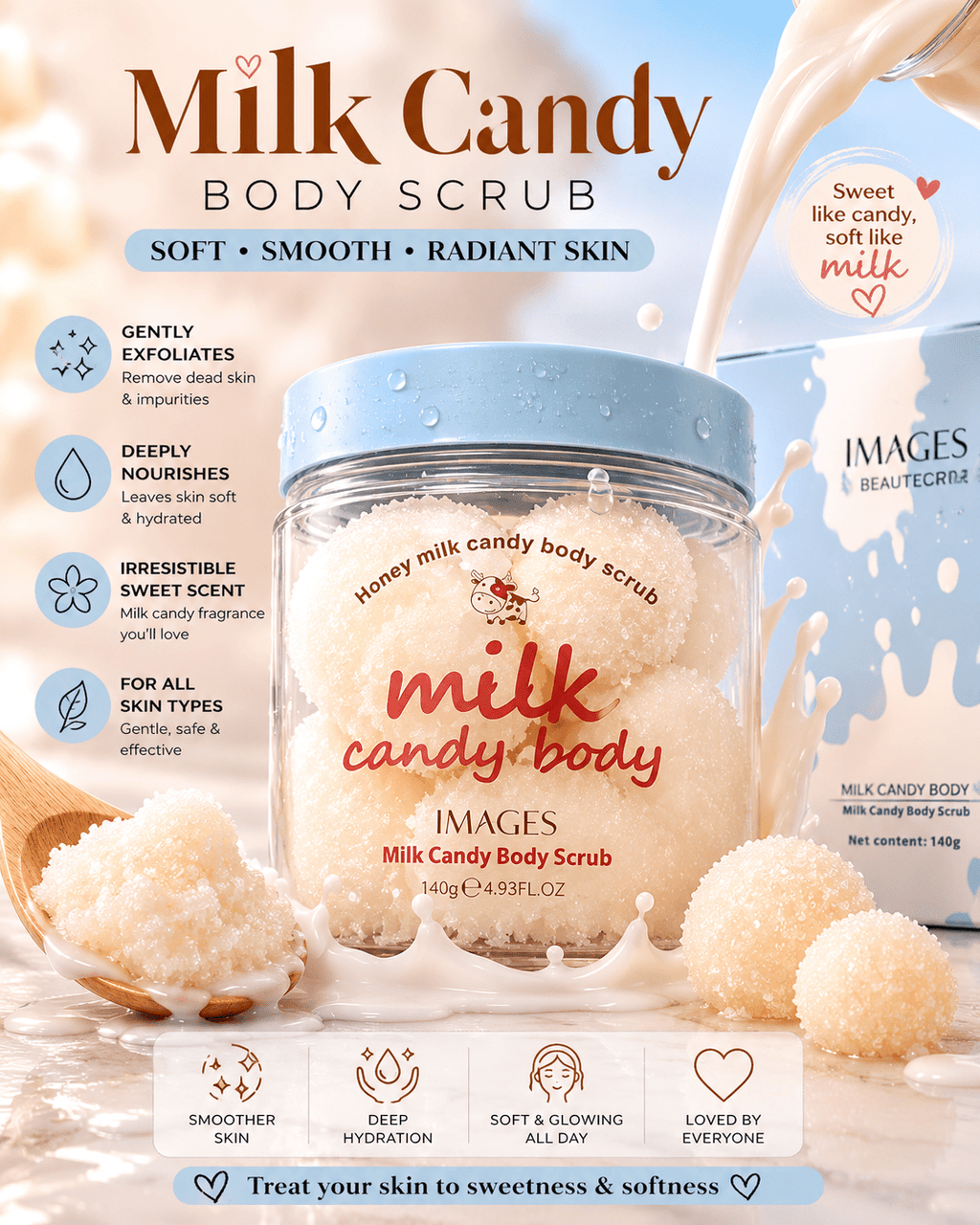 Candy Body Scrub – Exfoliating Scrub for Soft & Smooth Skin - 𝐵𝑒𝑎𝑢𝑡𝑦 𝑇𝑟𝑒𝑎𝑡𝑚𝑒𝑛𝑡𝑠 - Glow Beauty