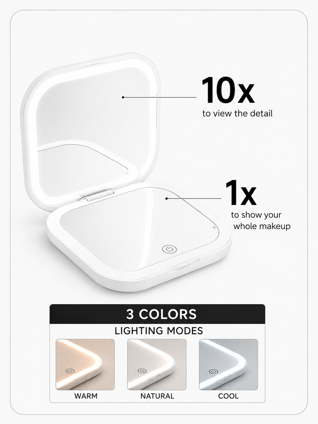 LED Makeup Mirror | 10X Magnification
