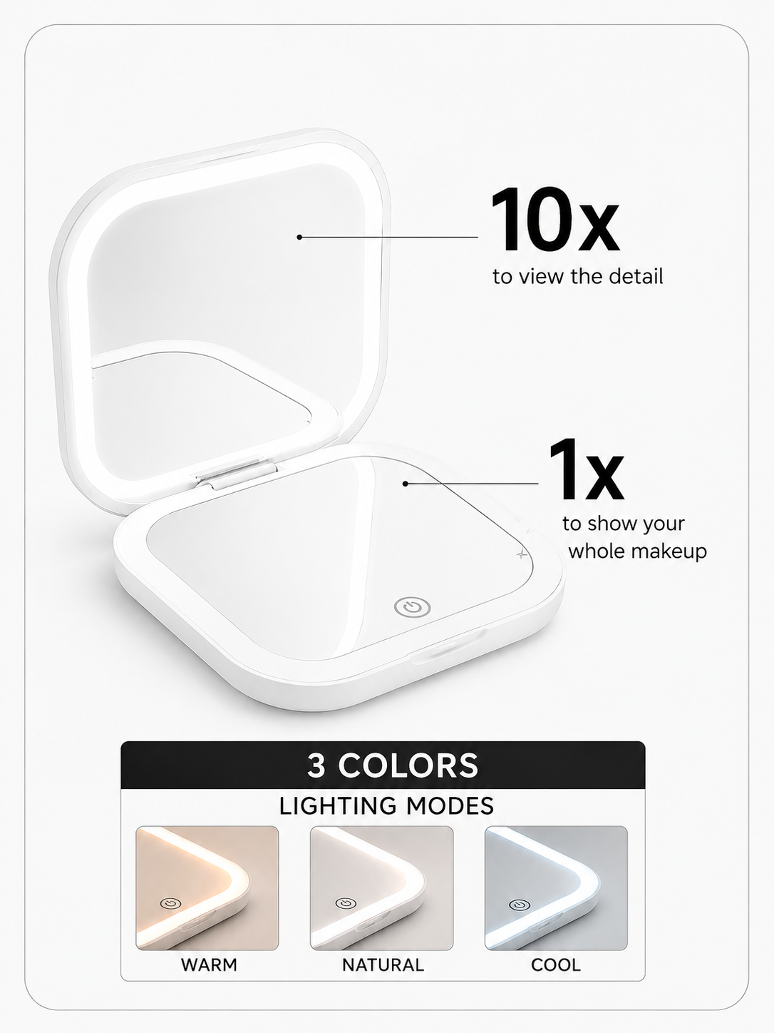 LED Makeup Mirror | 10X Magnification