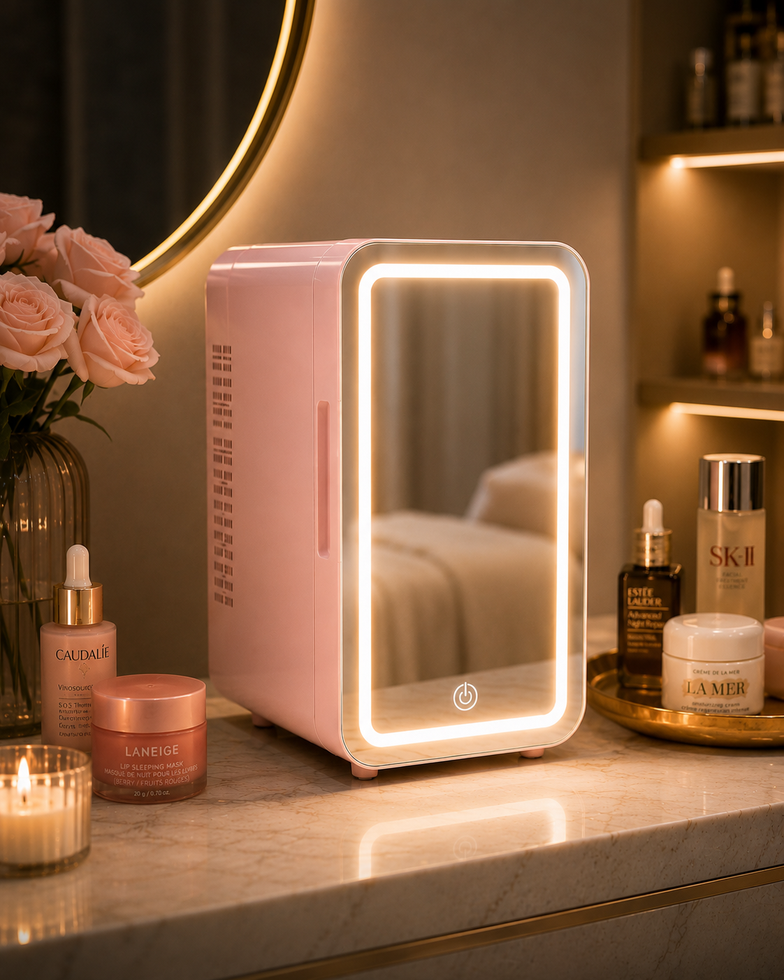 LED Mirror Mini Cosmetic Fridge 6L | Cooler & Warmer ⭐