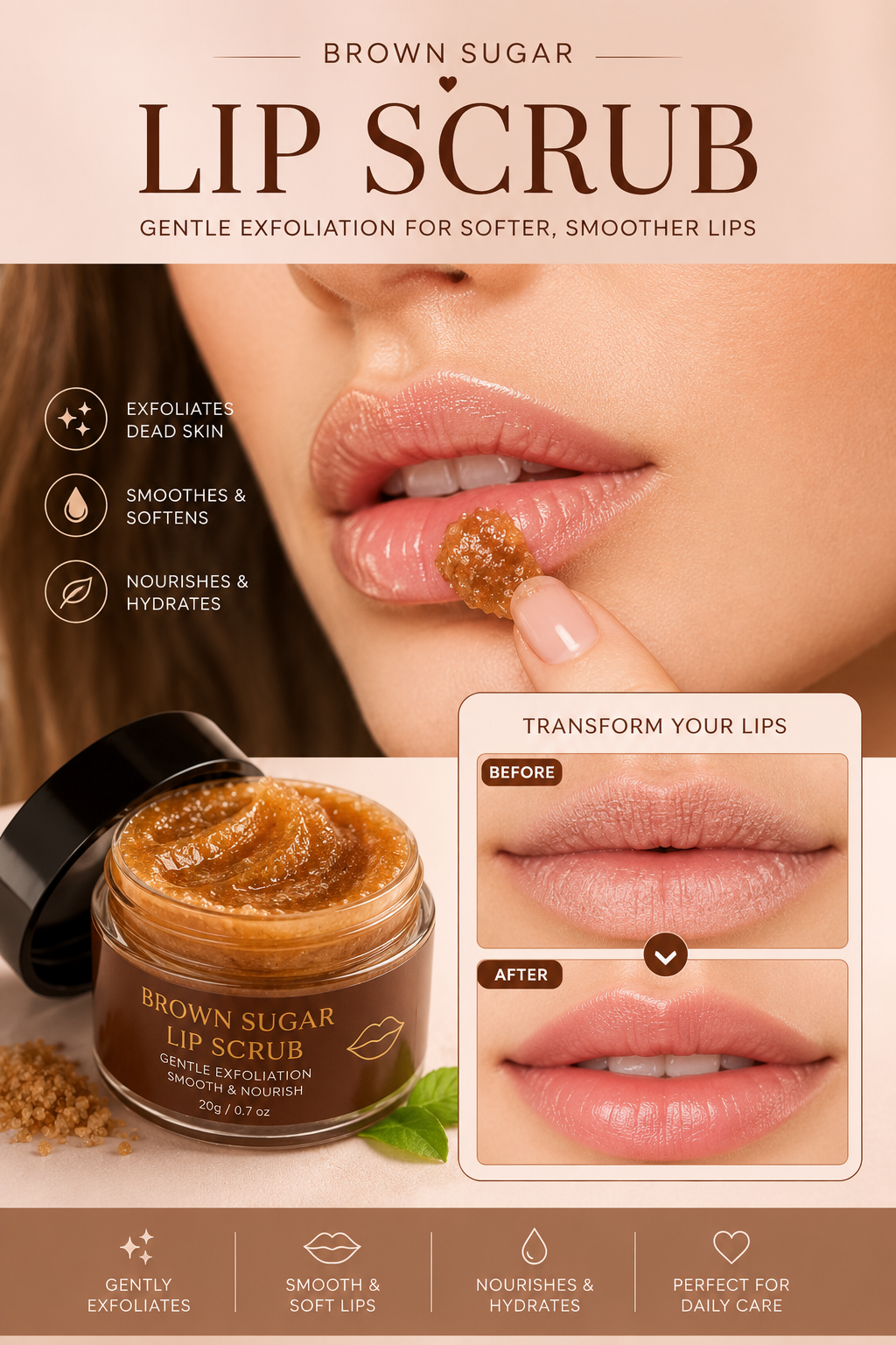 Brown Sugar Lip Scrub | Exfoliating Lip Care