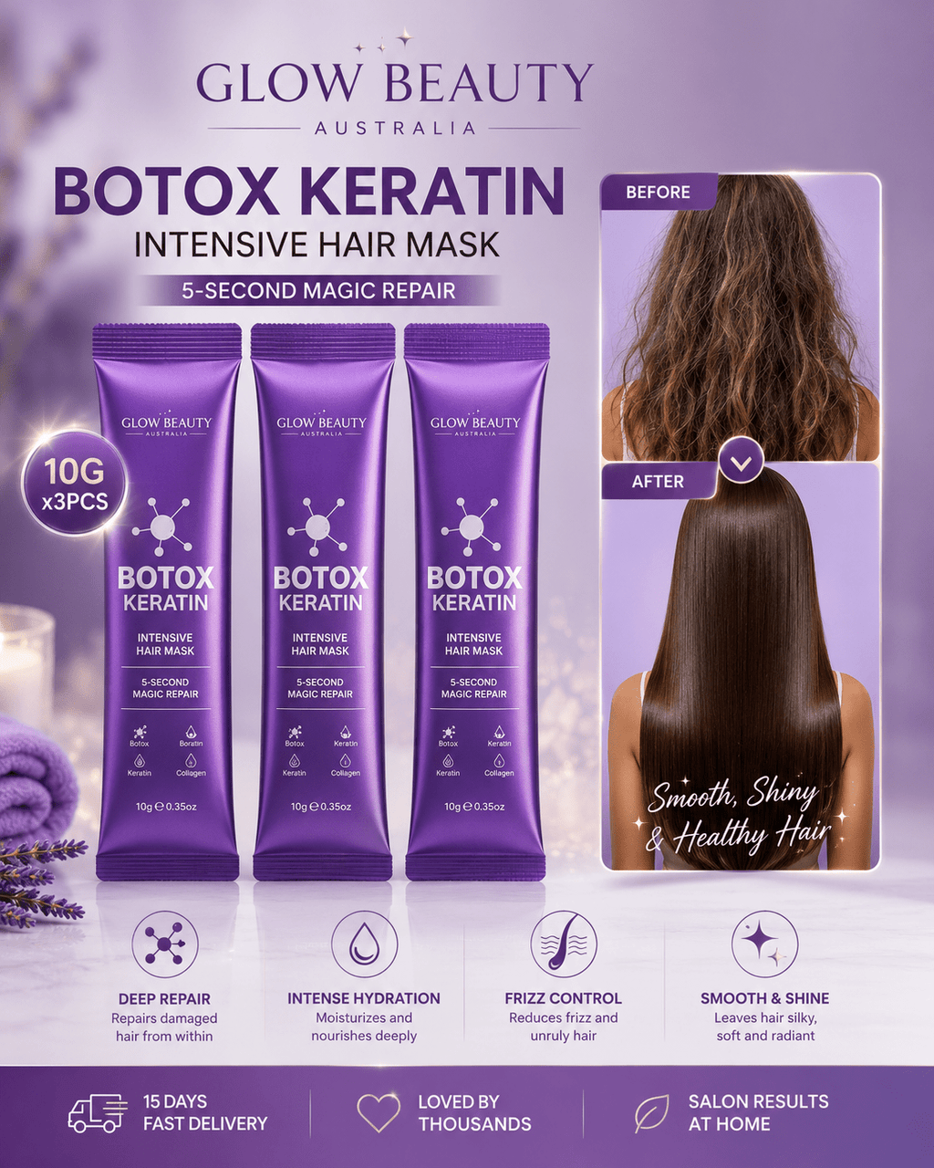 Keratin Hair Mask | Deep Repair & Intensive Moisture - Hair Care- Glow Beauty