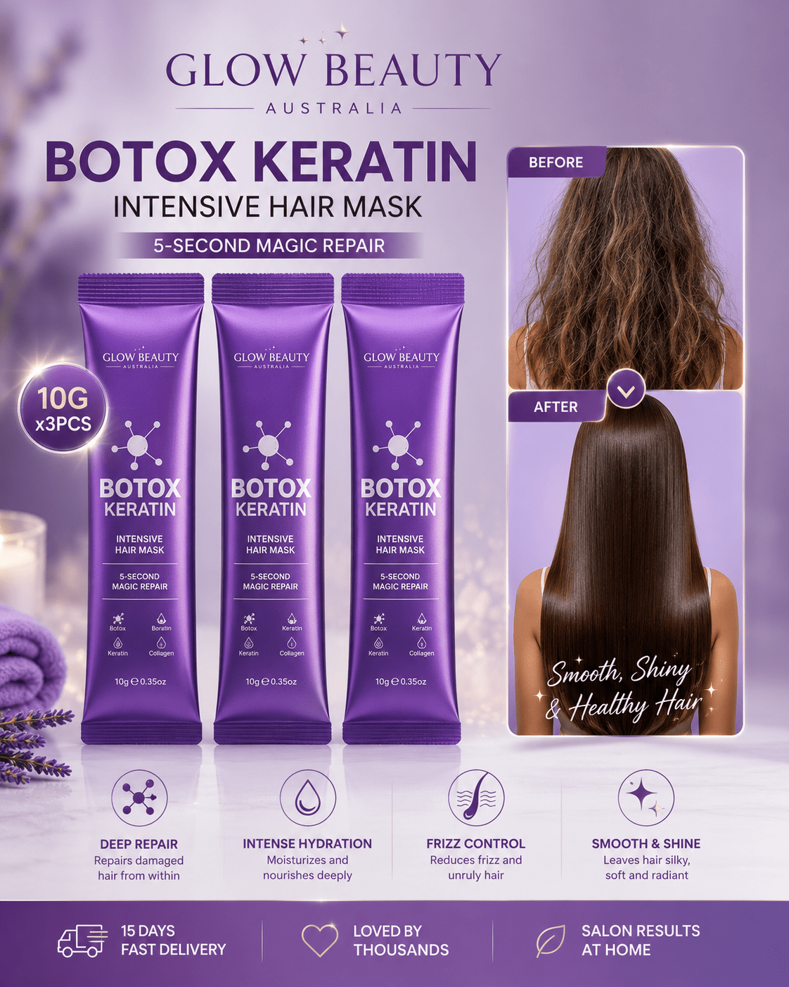 Keratin Hair Mask | Deep Repair & Intensive Moisture - Hair Care- Glow Beauty