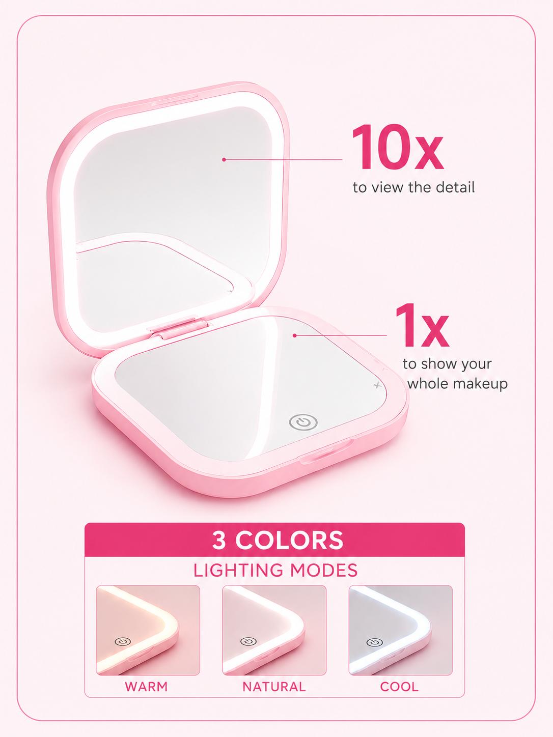 LED Makeup Mirror | 10X Magnification