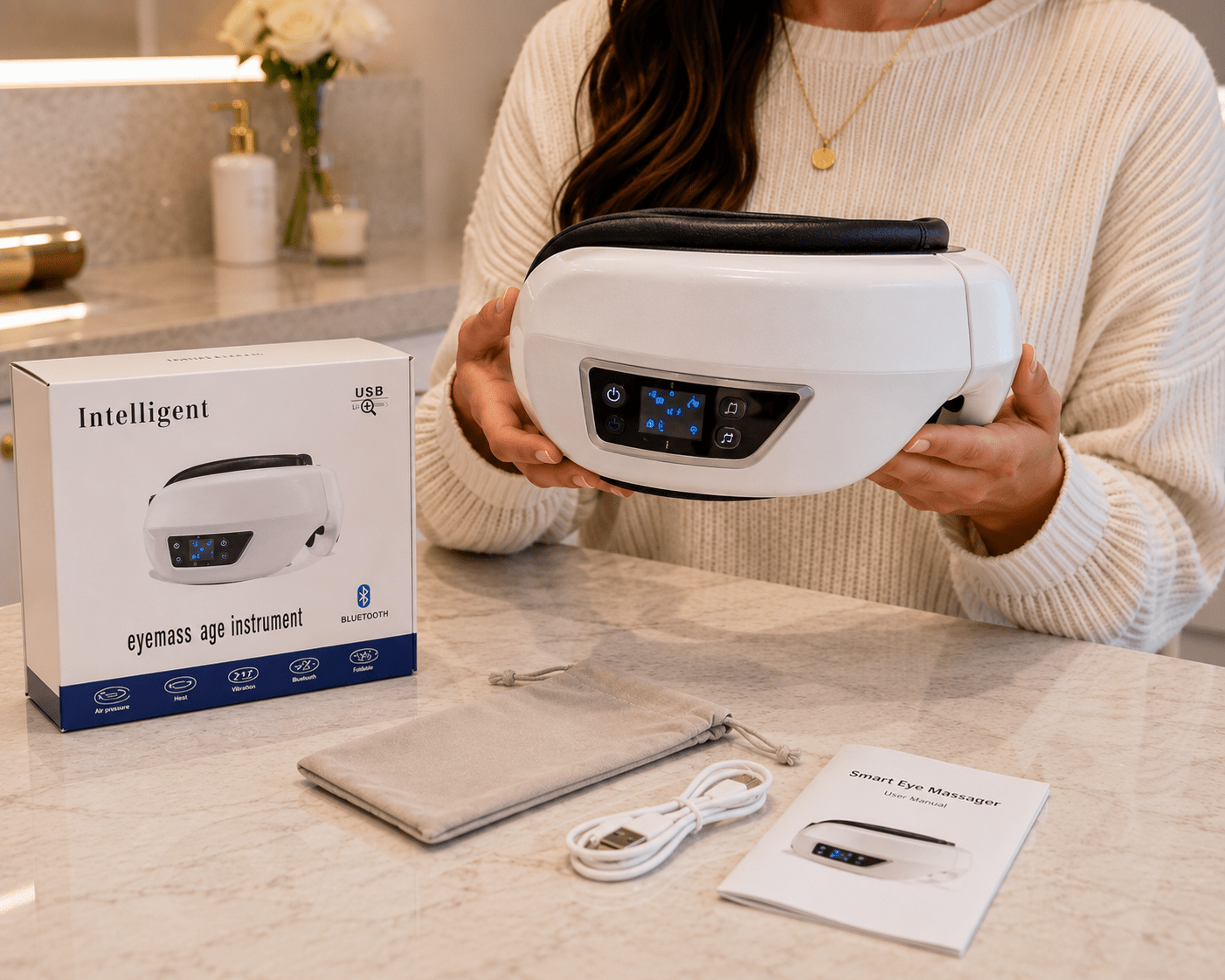 Smart Eye Massager with Heat, Air Compression & Bluetooth Music - Beauty Devices - Glow Beauty