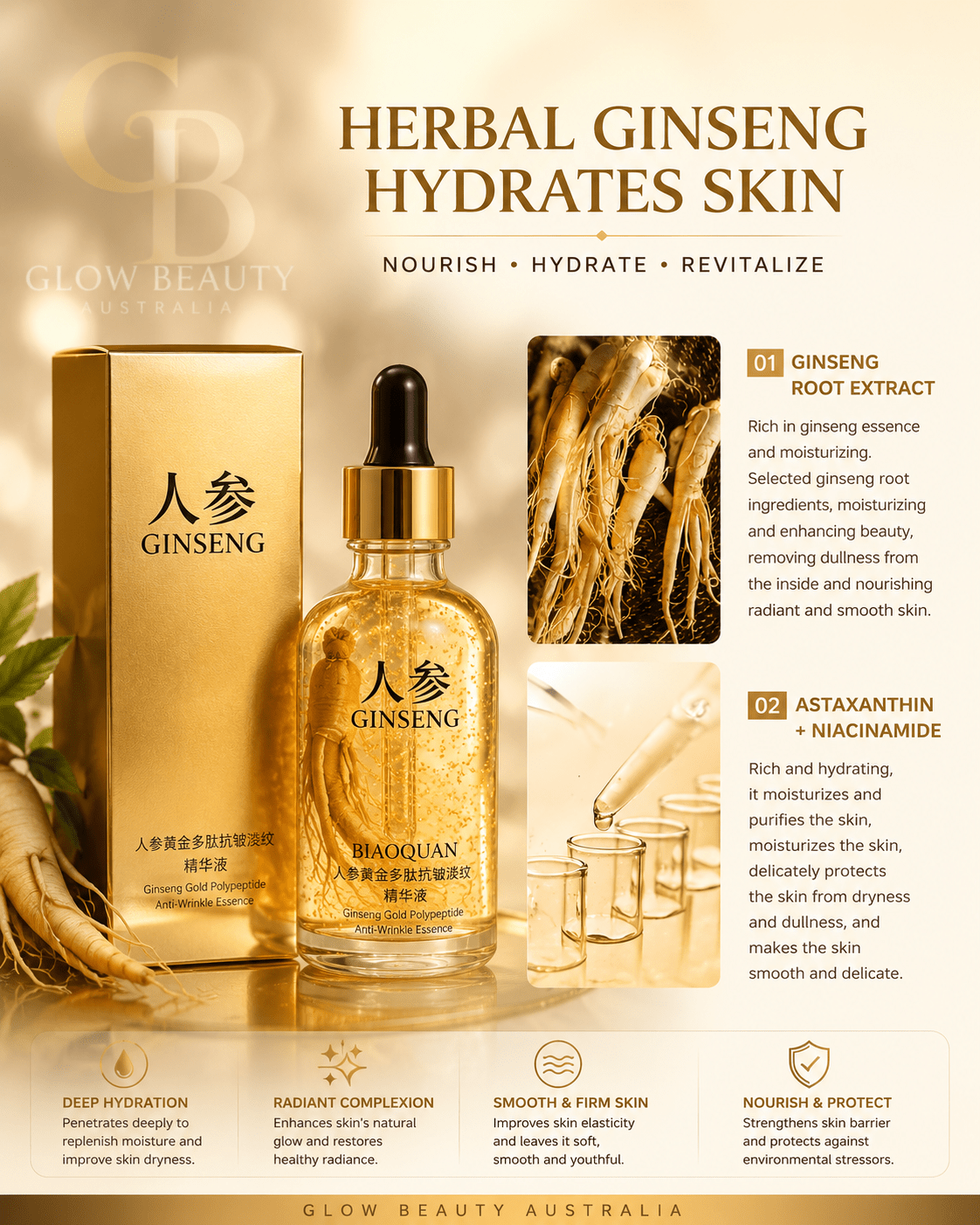 Gold & Hyaluronic Acid Face Serum - Skincare - Glow Beauty
