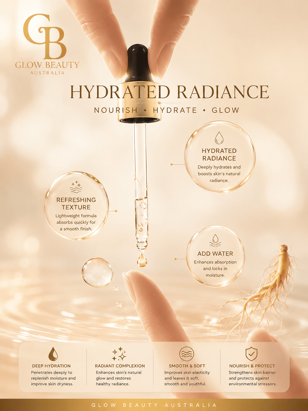 Gold & Hyaluronic Acid Face Serum - Skincare - Glow Beauty