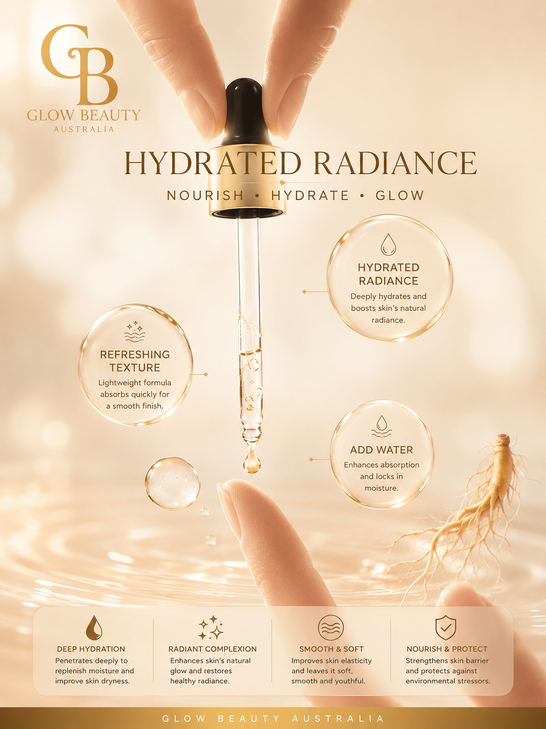 Gold & Hyaluronic Acid Face Serum - Skincare - Glow Beauty