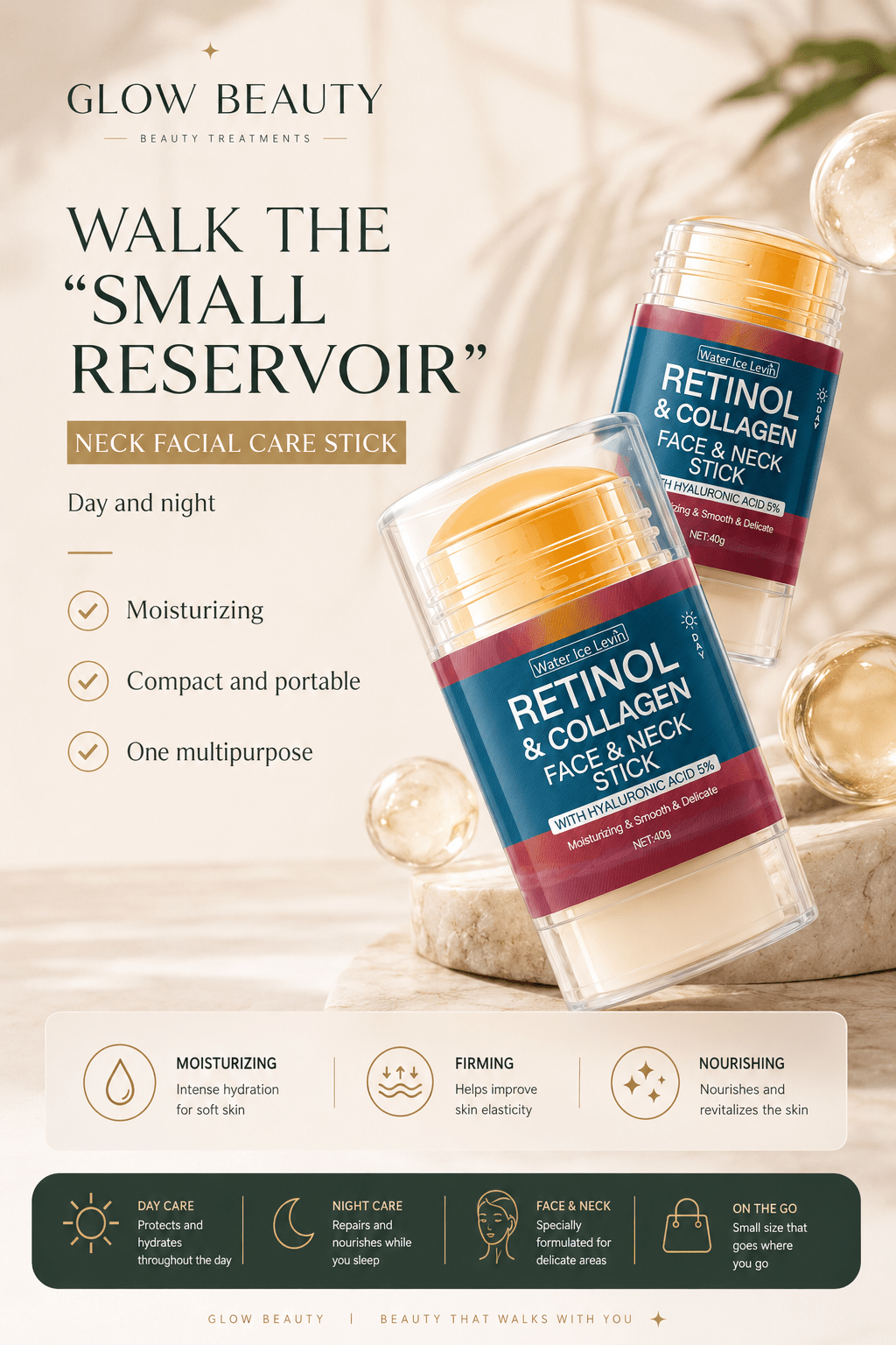 Retinol & Collagen Face & Neck Stick- Skincare - Glow Beauty