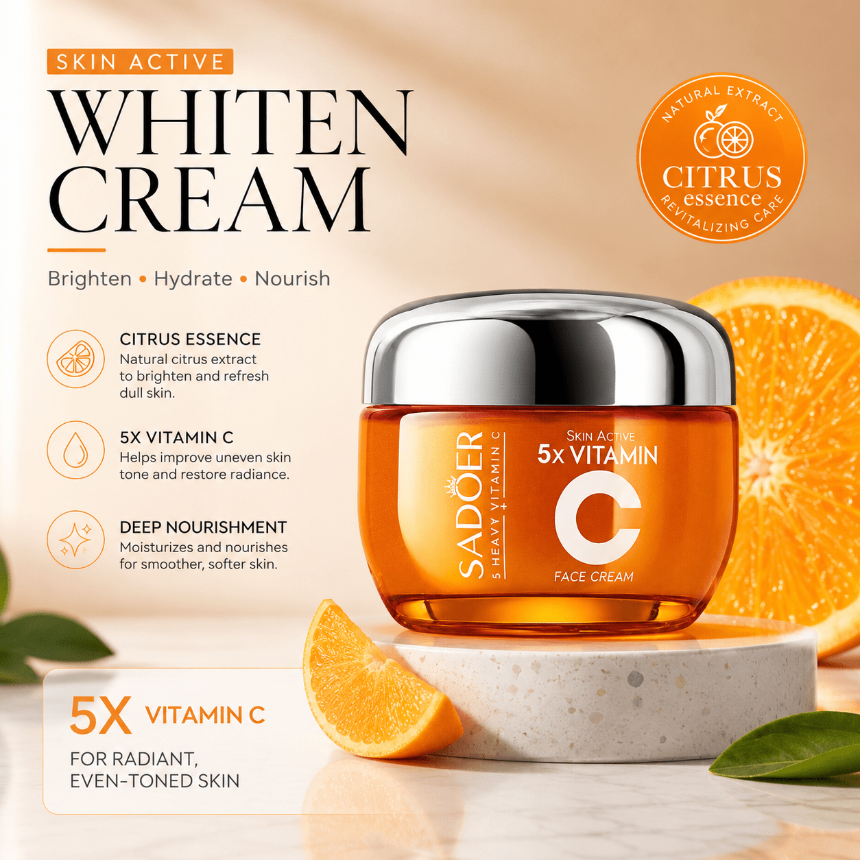 Vitamin C Brightening Face Cream - Skincare - Glow Beauty