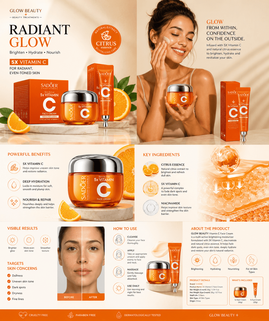Vitamin C Brightening Face Cream - Skincare - Glow Beauty