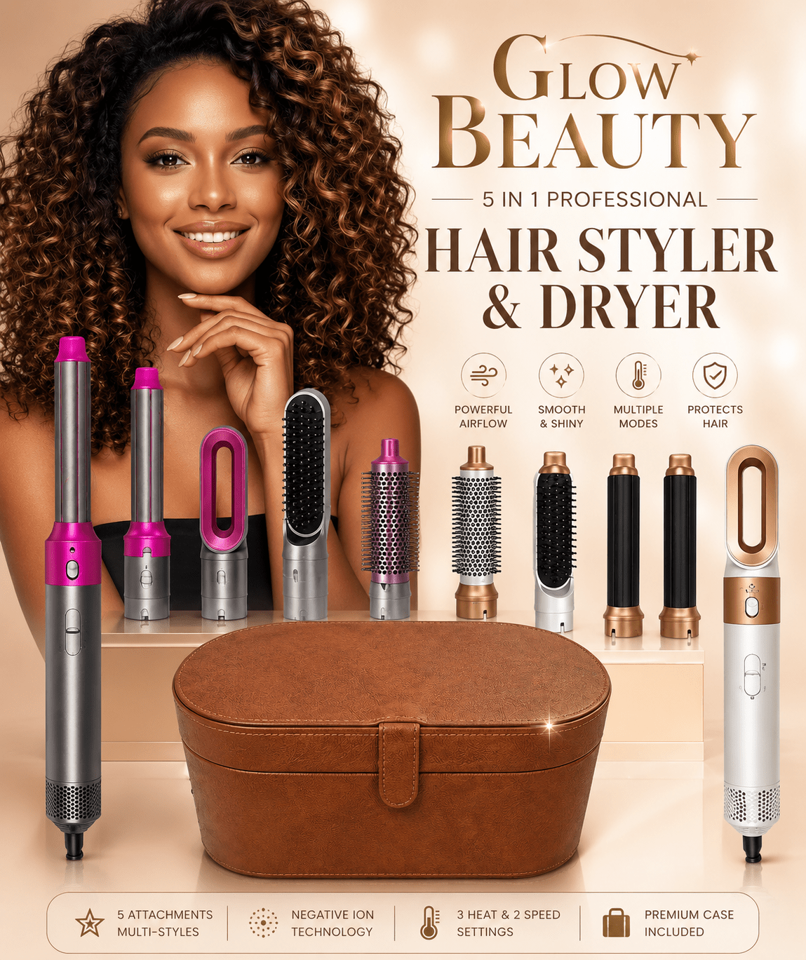 5-in-1 Professional Hair Styler & Dryer - Hair Care - Glow Beauty