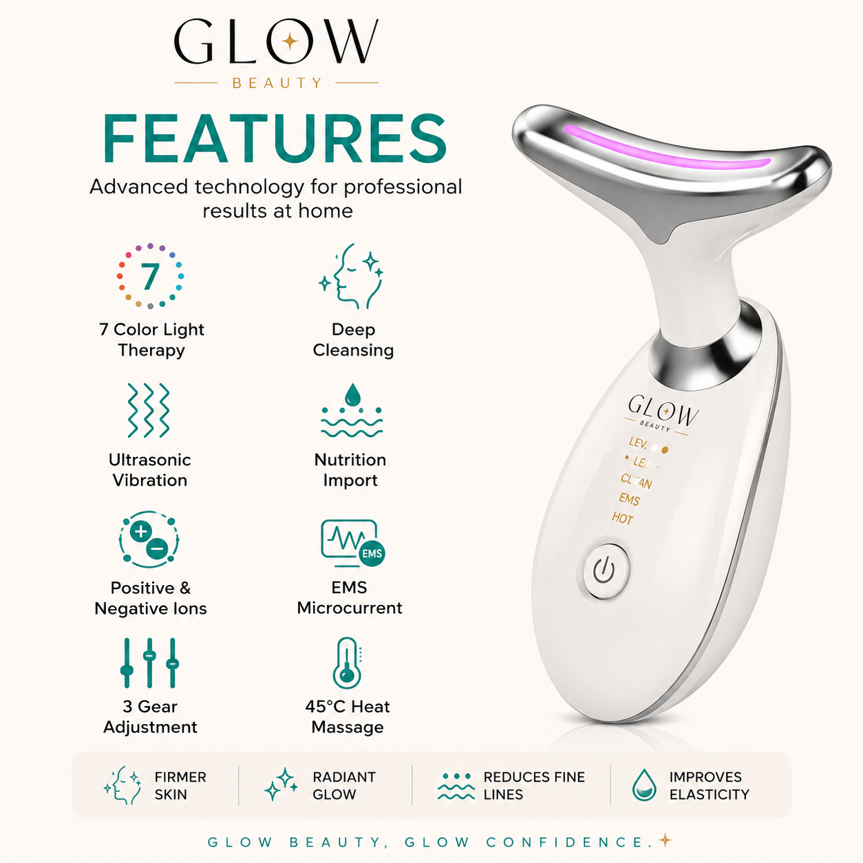 LED Facial & Neck Massager - Skincare - Glow Beauty