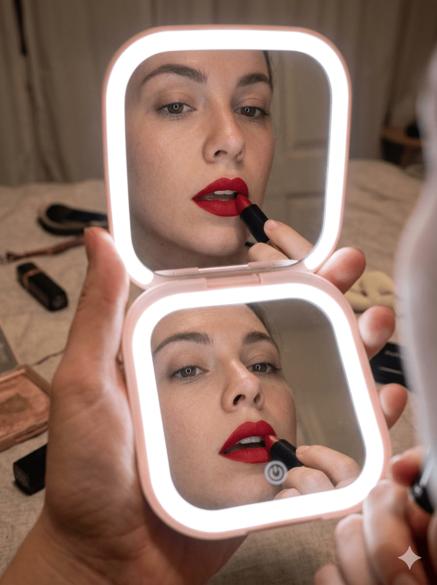 Compact LED Makeup Mirror with 10X Magnification - Beauty Accessories - Glow Beauty