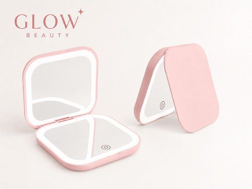 Compact LED Makeup Mirror with 10X Magnification - Beauty Accessories - Glow Beauty