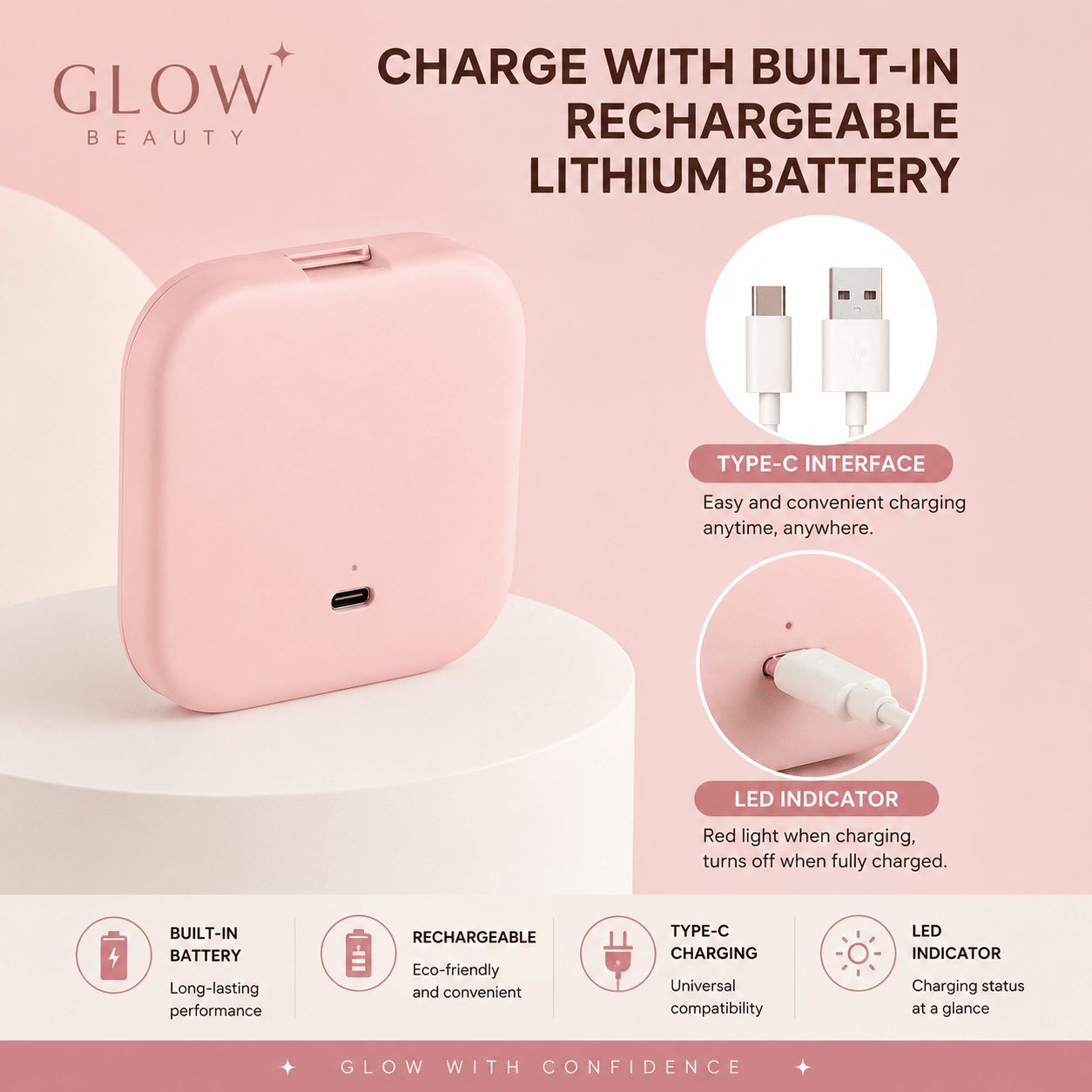 Compact LED Makeup Mirror with 10X Magnification - Beauty Accessories - Glow Beauty