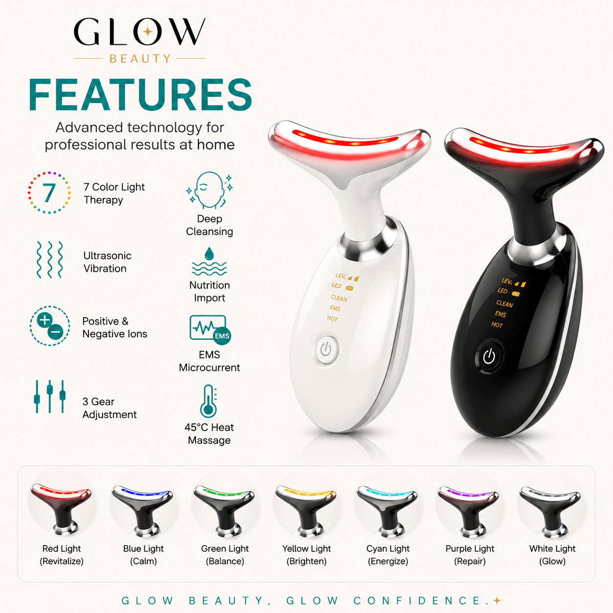 LED Facial & Neck Massager - Skincare - Glow Beauty
